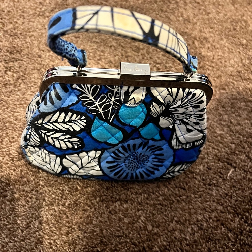 Vera Bradley Black and Blue Floral Clutch